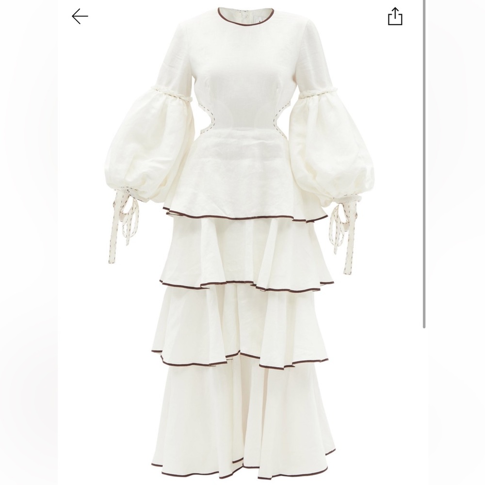 AJE Gracious Cutout Tiered Linen- Blend dress